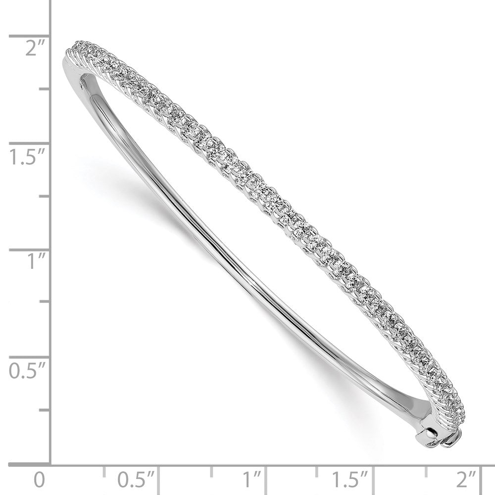 14K White Gold Aaa Diamond Hinged Bangle