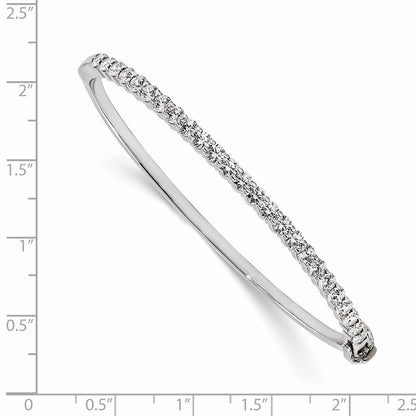 14K White Gold Aa Diamond Hinged Bangle