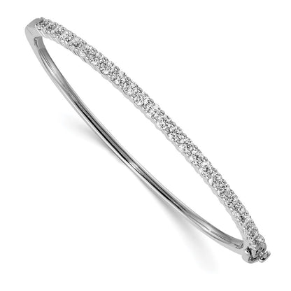 14K White Gold Aa Diamond Hinged Bangle