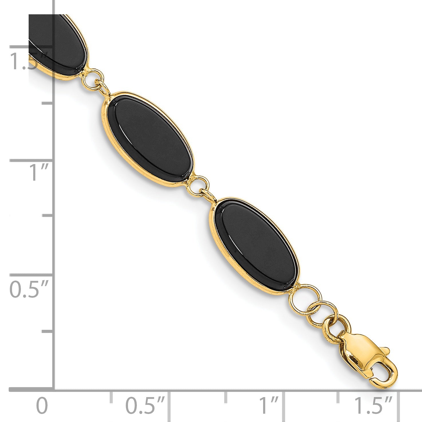 14K Yellow Gold Polished 12X7mm Onyx 8.25 Inch Bracelet