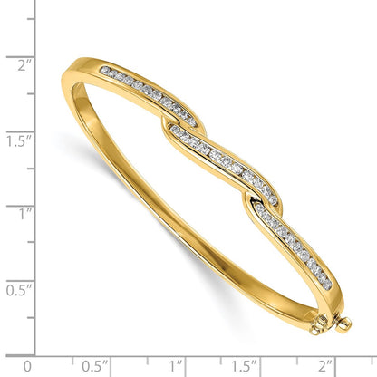 14K Yellow Gold Complete 1 Carat A Diamond Hinged Oval Bangle Bracelet