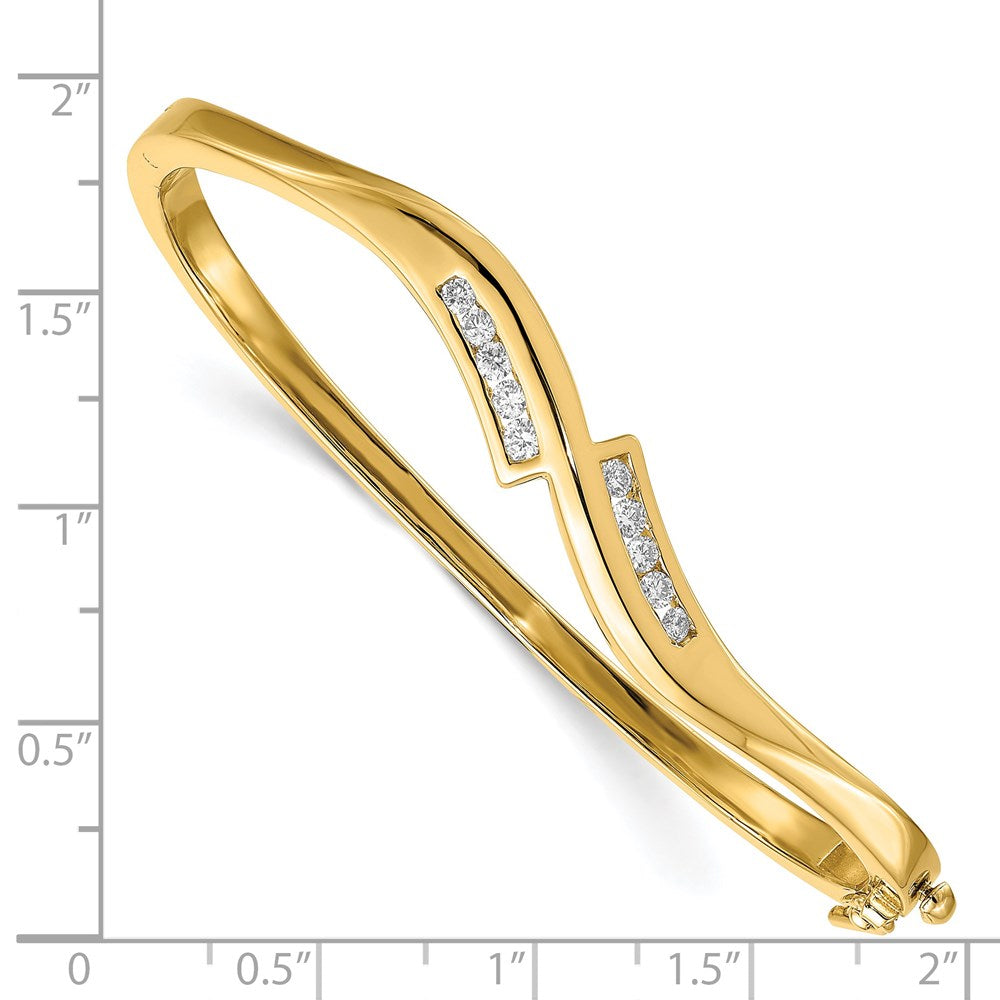 14K Yellow Gold Complete 3/8 Carat A Diamond Hinged Oval Bangle Bracelet