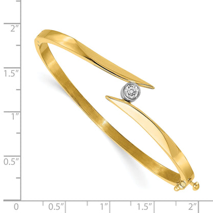 14K Two Tone Complete 1/4 Carat Vs Diamond Hinged Oval Bangle Bracelet