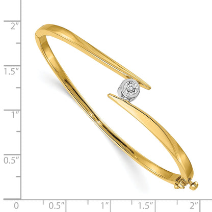 14K Two Tone Complete 1/3 Carat Aa Diamond Hinged Oval Bangle Bracelet