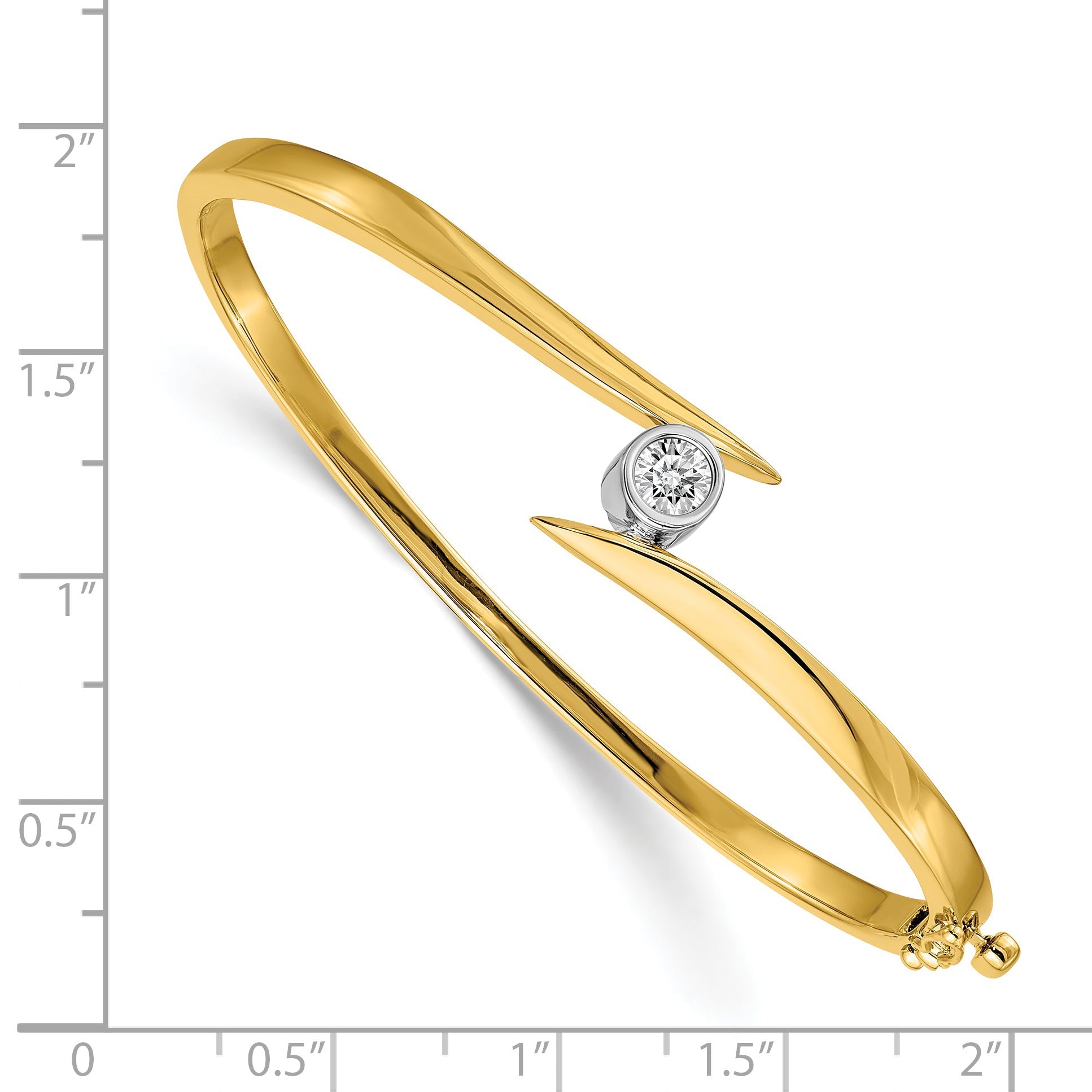 14K Two Tone Complete 3/8 Carat Vs Diamond Hinged Oval Bangle Bracelet