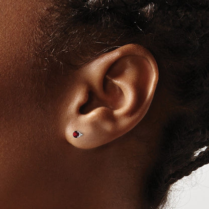 14K White Gold 3mm Garnet Stud Earrings