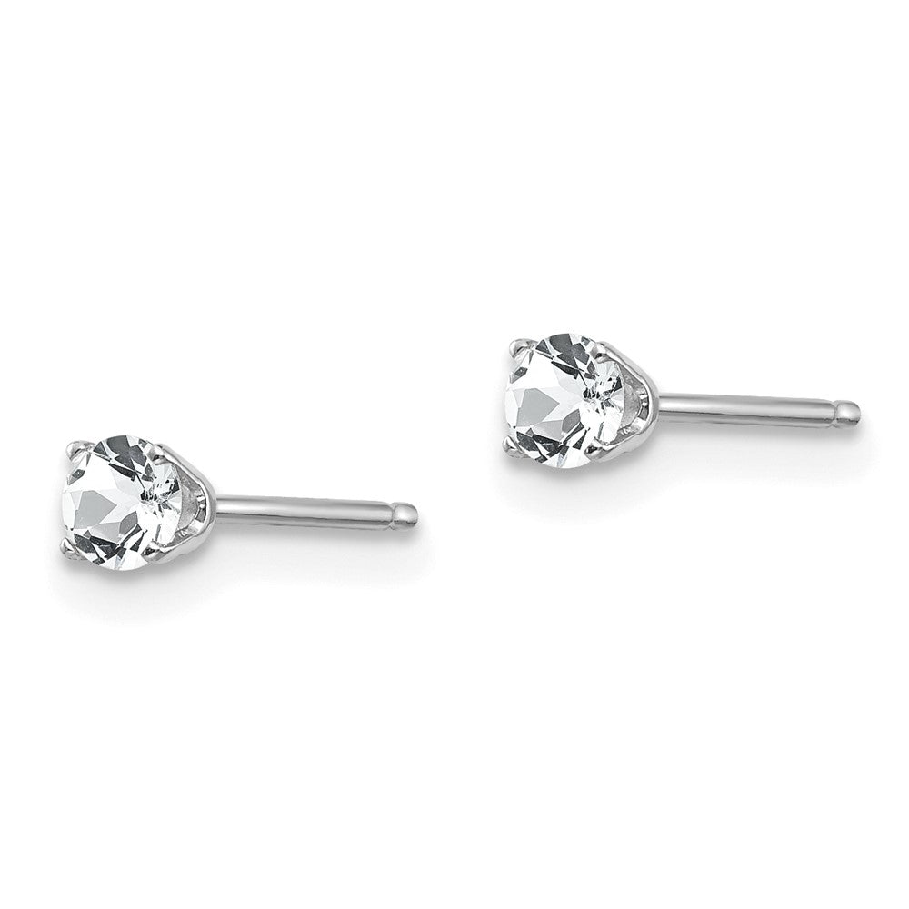 14K White Gold 3mm Topaz Stud Earrings