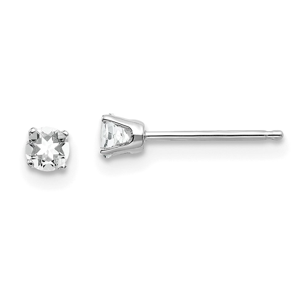 14K White Gold 3mm Topaz Stud Earrings