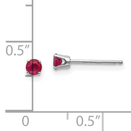 14K White Gold 3mm Ruby Stud Earrings