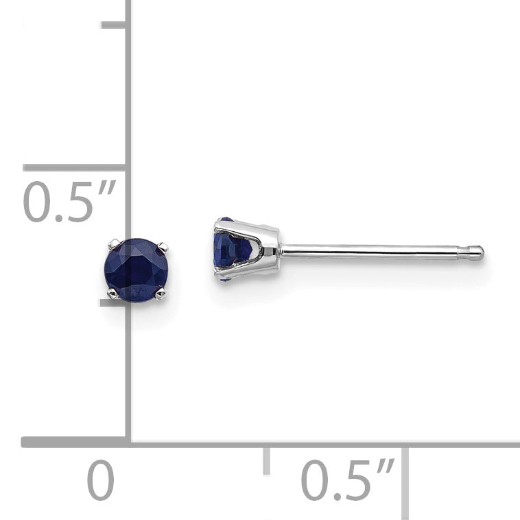 14K White Gold 3mm Sapphire Stud Earrings
