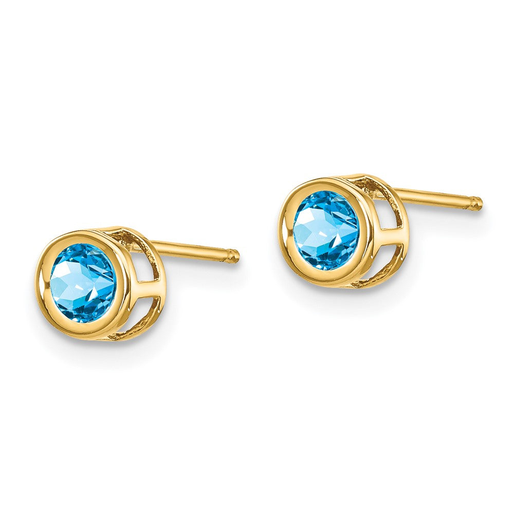 14K Yellow Gold Blue Topaz Earrings December
