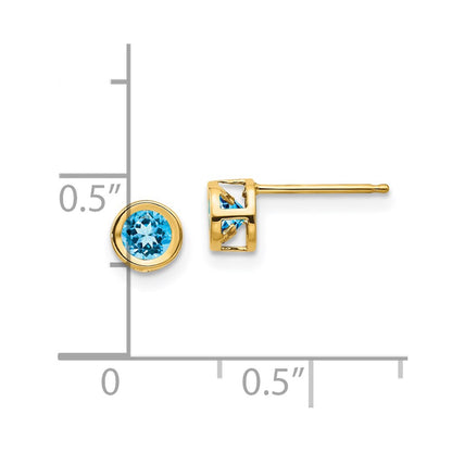 14K Yellow Gold Blue Topaz Earrings December