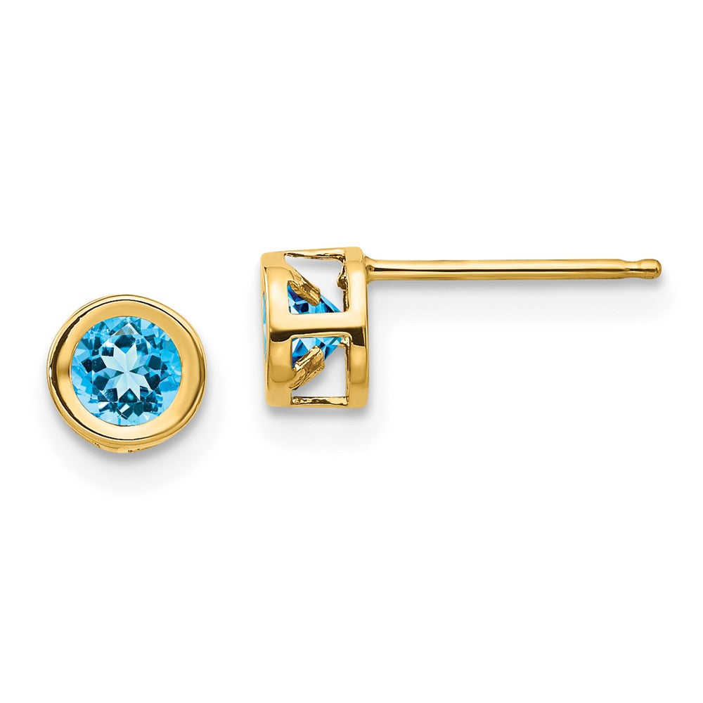 14K Yellow Gold Blue Topaz Earrings December