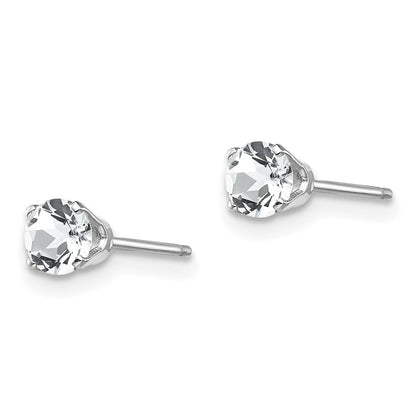 14K White Gold 4mm Topaz Stud Earrings