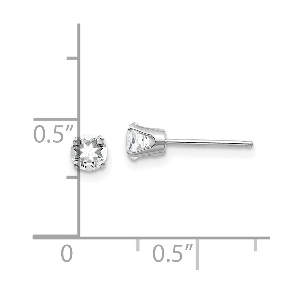 14K White Gold 4mm Topaz Stud Earrings
