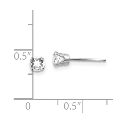14K White Gold 4mm Topaz Stud Earrings