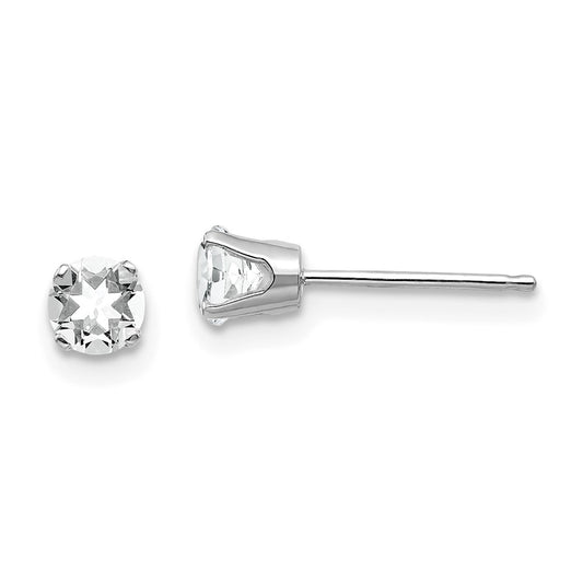 14K White Gold 4mm Topaz Stud Earrings