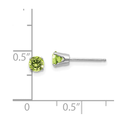 14K White Gold 4mm Peridot Stud Earrings