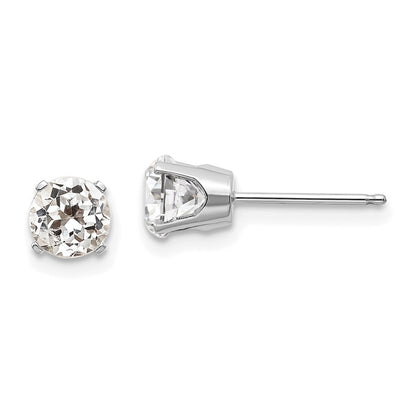 14K White Gold 5mm Topaz Stud Earrings