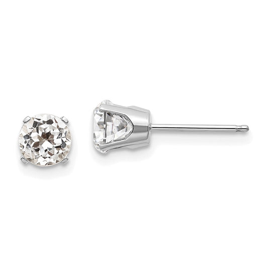 14K White Gold 5mm Topaz Stud Earrings