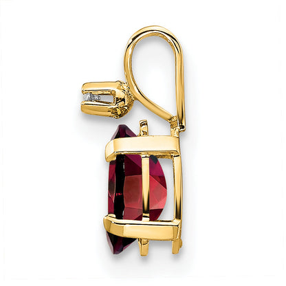 14K Yellow Gold Diamond & Garnet Birthstone Pendant