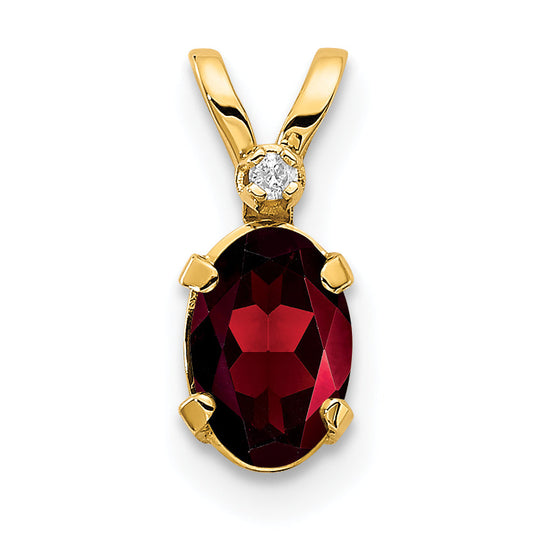 14K Yellow Gold Diamond & Garnet Birthstone Pendant