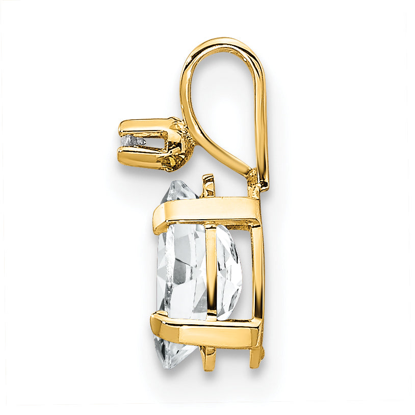 14K Yellow Gold Diamond & White Topaz Birthstone Pendant