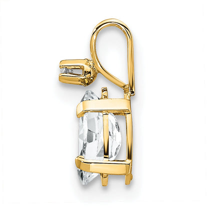 14K Yellow Gold Diamond & White Topaz Birthstone Pendant