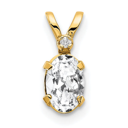 14K Yellow Gold Diamond & White Topaz Birthstone Pendant
