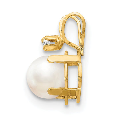 14K Yellow Gold Diamond & Fw Cultured Pearl Birthstone Pendant
