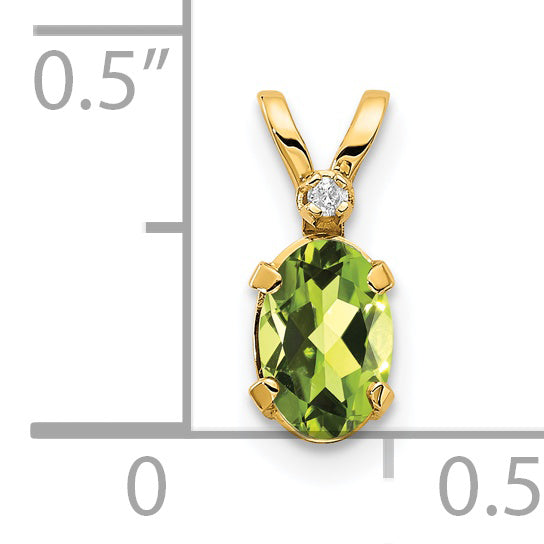 14K Yellow Gold Diamond & Peridot Birthstone Pendant