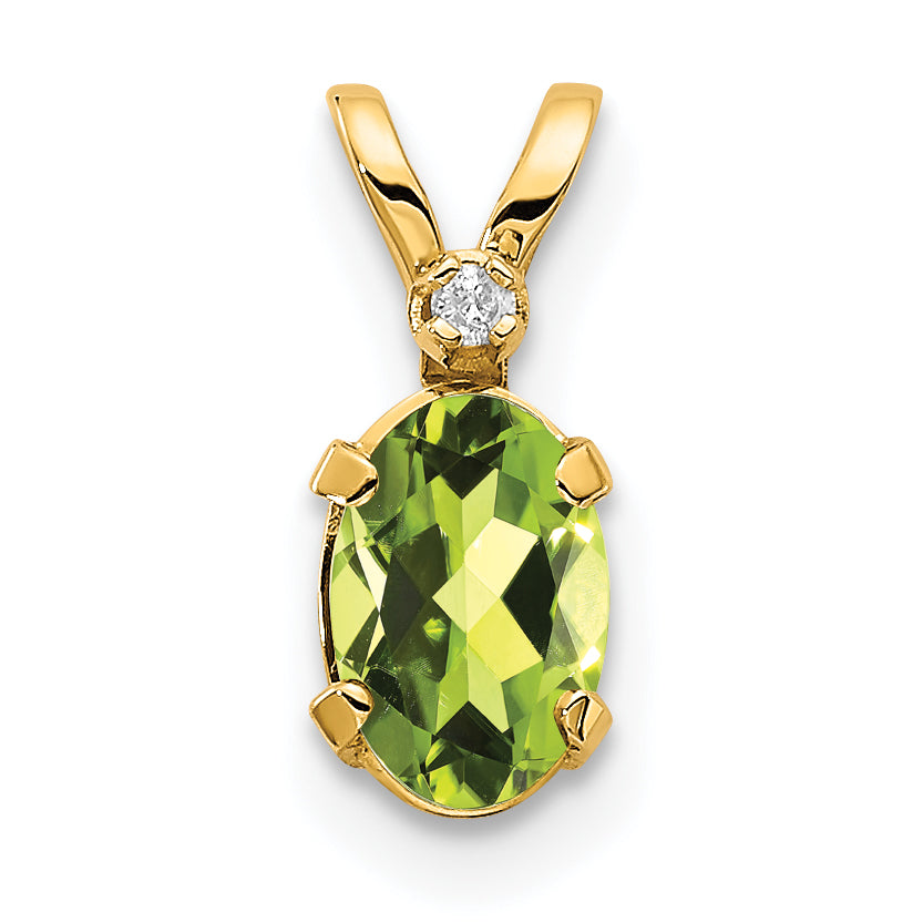 14K Yellow Gold Diamond & Peridot Birthstone Pendant
