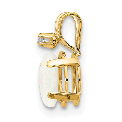 14K Yellow Gold Diamond & Opal Birthstone Pendant