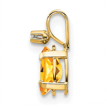 14K Yellow Gold Diamond & Citrine Birthstone Pendant