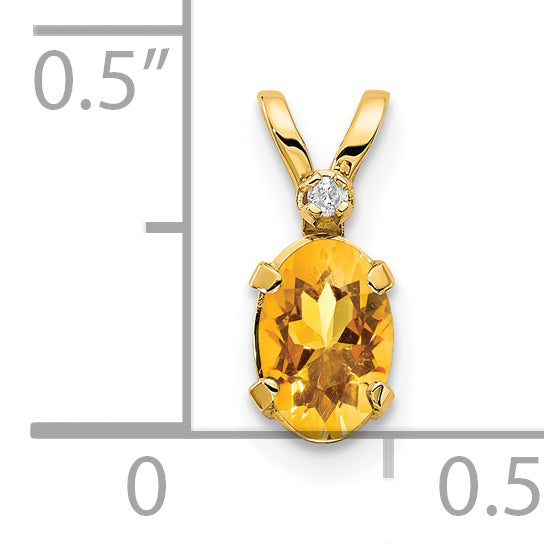 14K Yellow Gold Diamond & Citrine Birthstone Pendant