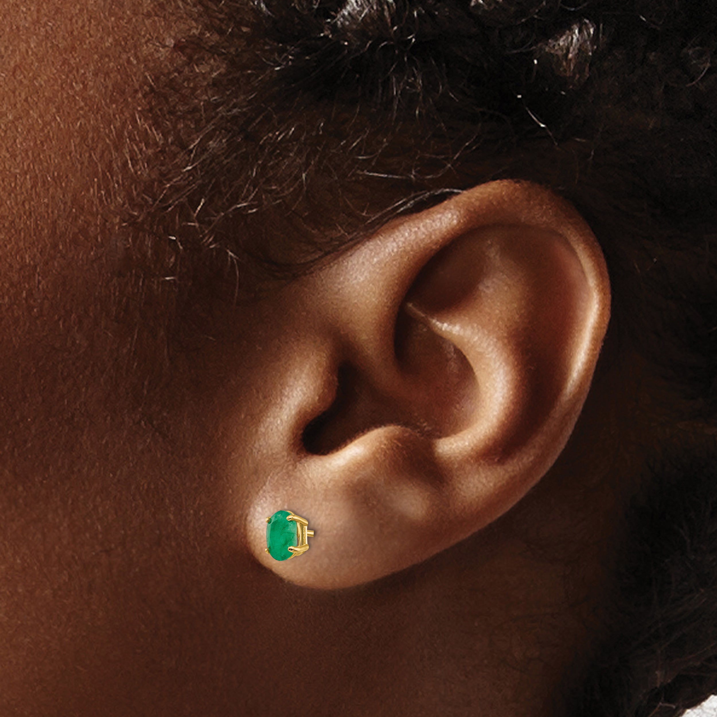 14K Yellow Gold Emerald Earrings May