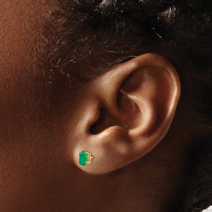 14K Yellow Gold Emerald Earrings May