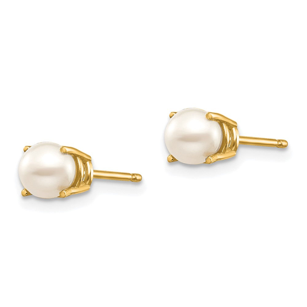 14K Yellow Gold 4.5mm Round June/Fw Cultured Pearl Post Earrings