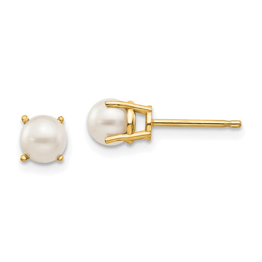 14K Yellow Gold 4.5mm Round June/Fw Cultured Pearl Post Earrings