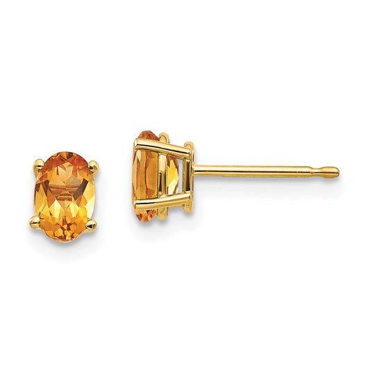 14K Yellow Gold Citrine Earrings November