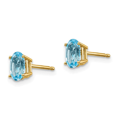 14K Yellow Gold 6X4 Oval December/Blue Topaz Post Earrings