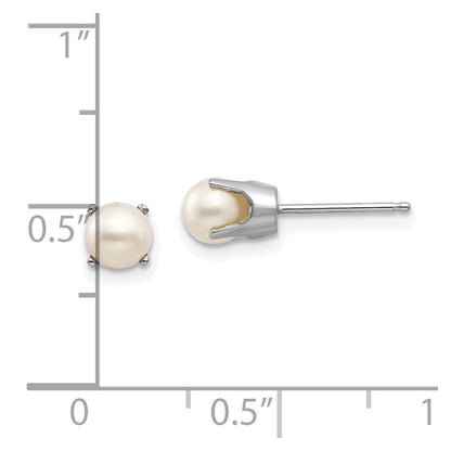 14K White Gold 5mm Fw Cultured Pearl Stud Earrings