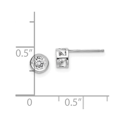 14K White Gold 4mm Bezel April/White Topaz Post Earrings