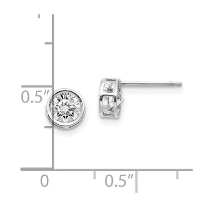 14K White Gold 5mm Bezel Topaz Stud Earrings