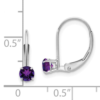 14K White Gold 4mm Amethyst/February Earrings
