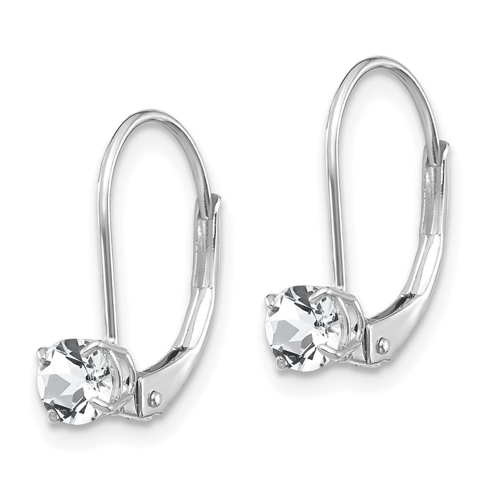 14K White Gold 4mm Topaz/April Earrings