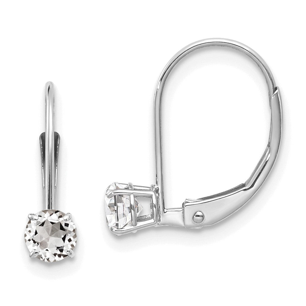 14K White Gold 4mm Topaz/April Earrings