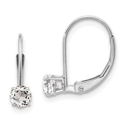 14K White Gold 4mm Topaz/April Earrings