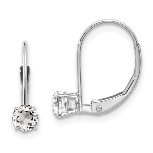 14K White Gold 4mm Topaz/April Earrings