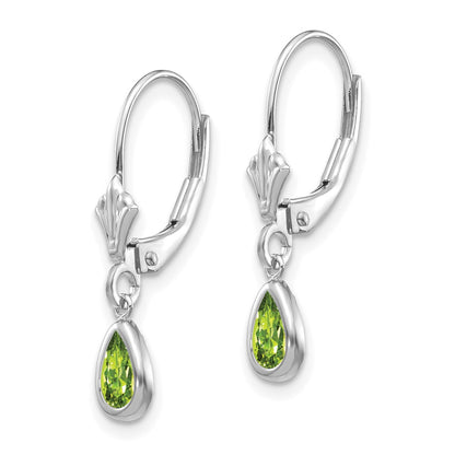 14K White Gold 6X4mm Peridot/August Earrings